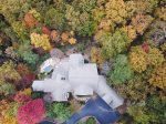Drone shot including pool in back yard